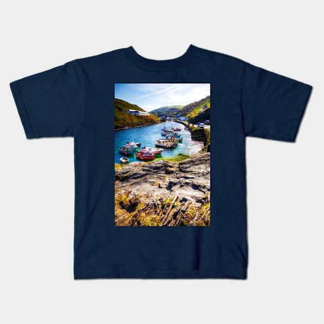 Boscastle Harbour And Village, Cornwall, UK Kids T-Shirt by tommysphotos